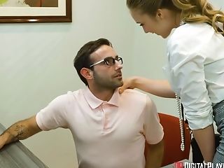 Nice And Sexy Office Nymphomaniac Gives Nice Head And Fucks In The Office