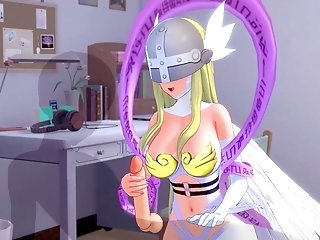 Angewomon Blows And Drinks A Massive Explosion. Digimon Anime Porn