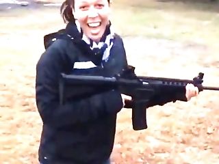 Rachel Starr Fires A Weapon